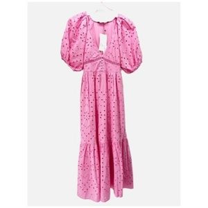 ZARA Pink Embroidered Eyelet Dress